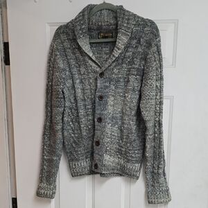 Lucky Brand Men's Textured Gray Collar Cardigan